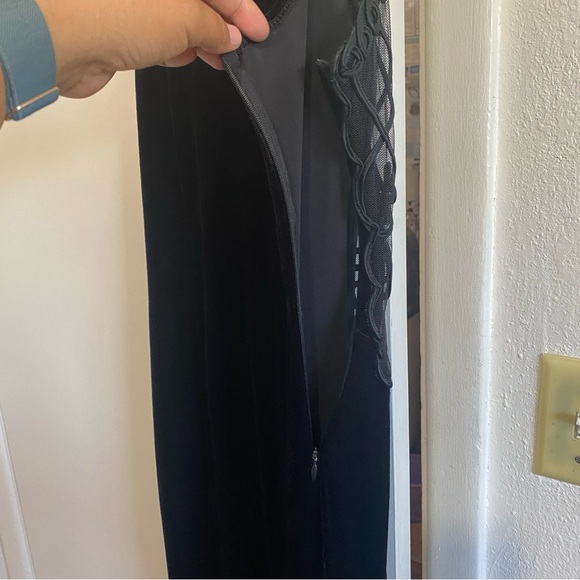 Jessica McClintock Gunne Sax Black Evening Gown Dress Sheer Lace Overlay 13/14 - Picture 6 of 10